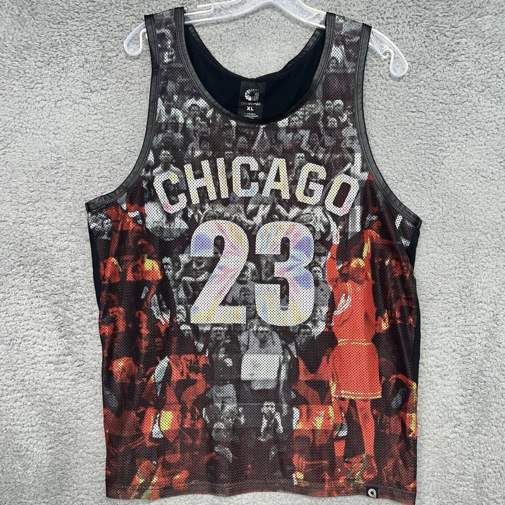 VTG Akademiks Basketball Jersey Men's Size XL Chicago #23 Graphic Tank Mesh RARE